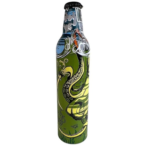 Mountain Dew Bottle Aluminum Octopus Green Label Art Stephen Bliss Empty - Picture 3 of 8